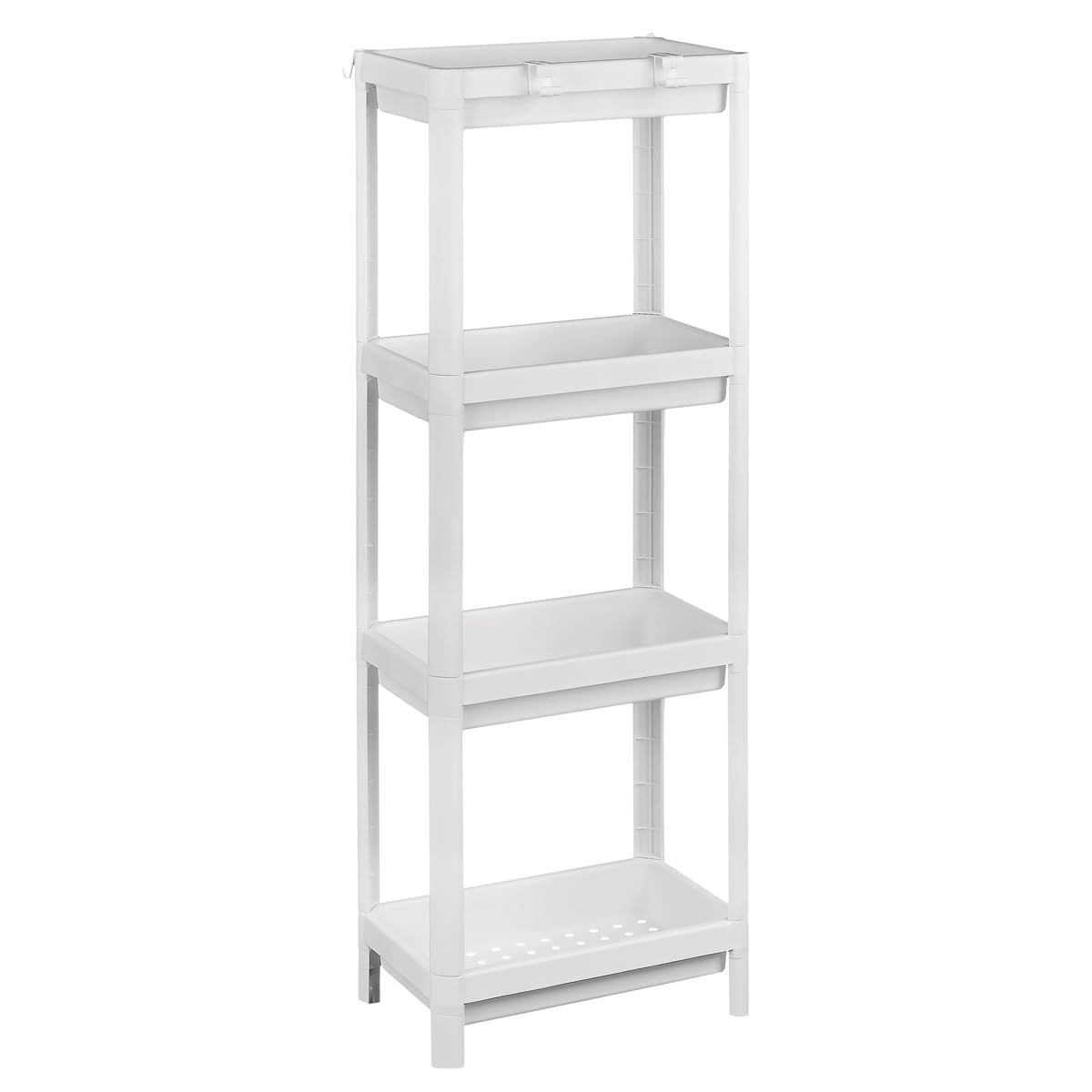 T-LoVendo Estantería Auxiliar Portátil Multiusos para Baño, Cocina, 4 Baldas Perforadas, Higiénica, Ligera, Fabricada en PP, Resistente