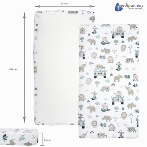 Medi Partners Spannbettlaken 60x120 3-Pack Baby Bettlaken Kinderbett Spannbetttuch 100% Baumwolle - Fitted Kinder Sheet Bettwäsche… – Ansicht 4
