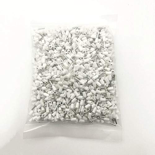 Davitu Terminals - 1000pcs VE6012 European cold terminal pin type copper wire ear tube terminal. - (Color: white)