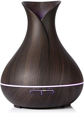 KBAYBO Difusor de aroma de aire fresco, niebla ultrasónica aceite esencial grano de madera, 7 colores cambiantes LED estado de luz para el hogar, dormitorio, oficina, bebé, yoga, yoga, yoga, (grano de
