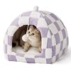 Lesure Cute Cat Beds for Indoor Cats - 2 in 1 Cat Cave Bed for Kittens and Small Pets with Removable Washable Cushioned Pillow, Cozy Kitten with Non-Slip Bottom, Purple, 16 inches