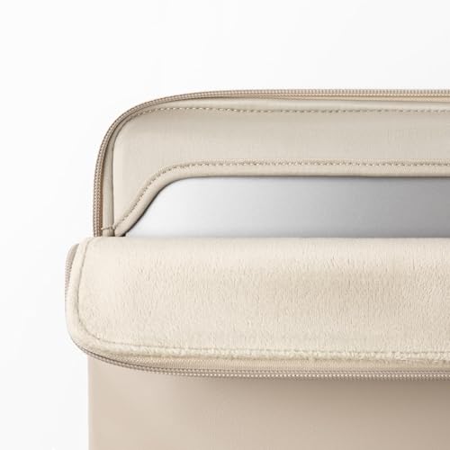 Image of Comfyable Leather Laptop Sleeve Compatible with 16 Inch MacBook Pro M5 Pro /Max & 15 Inch MacBook Air M5 2026 (Loose Fit), Dark Beige