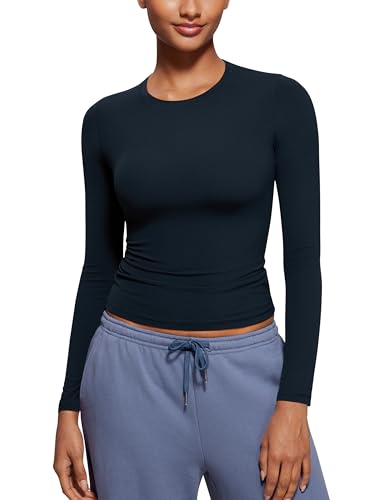 La mejor comparación de Ropa de Balonmano americano del mes. 47 CRZ YOGA Camisetas Deportivas de Manga Larga para Mujer Cuello Redondo Otoño Tops Ajustados Casual para Salir True Navy X-Chico