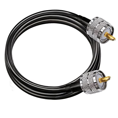 TUOLNK Câble PL259 Câble radio RG58 CB Cavalier PL259 6.6ft (2M) SO239 Câble d'extension UHF mâle à mâle Câble coaxial noir RF à faible perte Câble coaxial PL-259 pour radio bidirectionnelle Cover