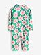 NEXT Sunsafe-Badeanzug mit langem Bein Green/Pink Flower 12 Monate