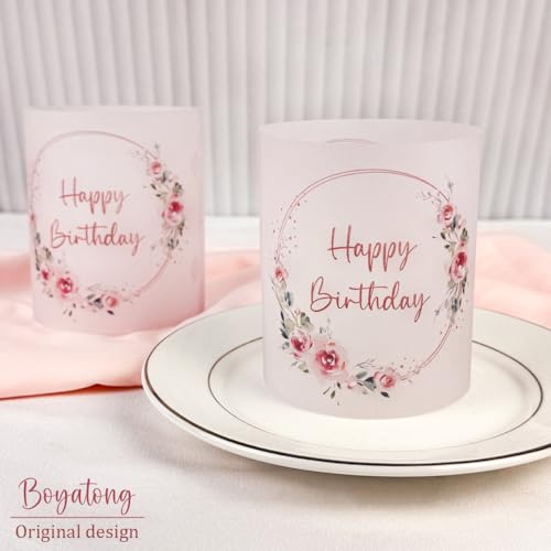 12 Windlicht Tischdeko Geburtstag, Happy Birthday Deko, Geburtstagsdeko Frauen Mädchen, Deko Geburtstag Mädchen, Tischdekoration, Tisch Birthday Decorations, Geeignet für Teelichter