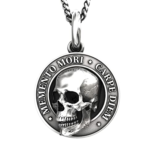 MaNMaNing Skullss Pendentif Memento Mori Skullss Pendentif Réaliste Collier Festif Effet 3D Argent Skullss Pour Hommes Cover