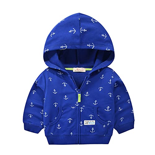DAWILS Niños Chaqueta con Capucha Bebé Azul Dinosaurio Abrigo Invierno Cremallera Ligeras Algodón Sudadera Primavera Deportivas Chaquetas de béisbol 4 Años Cover