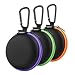 SUNGUY Earbuds Cases, 【2Pack, Red+Blue】 Round Fashion Travel Pocket Earbud Carrying Case with Carabiner for Earphone, Wireless Headset Hard Storage Bags Headphone Box, MP3 USB Cable