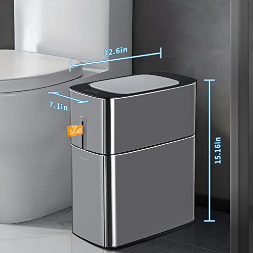 Mopup Bathroom Trash Cans With Lids | 4.5 Gallon Motion Sensor Stainless Steel Automatic Privacy Garbage Can | Smart Dogproof Trash Bin For Bedroom,Office,Toilet,Rv #TOP4