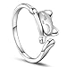 Produktbild SHEGRACE Damenring Open in Silber 925, Simple Animal Design Kätzchen, 18mm & 20mm, Verstellbar