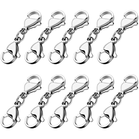 Grevosea 4 Pieces Double Lobster Clasp Extender, Stainless Steel Lobster Claw Clasps Double Claw Connector Bracelet Necklace Extender for DIY Jewelry Making Women and Girls Gifts(Silver) Cover