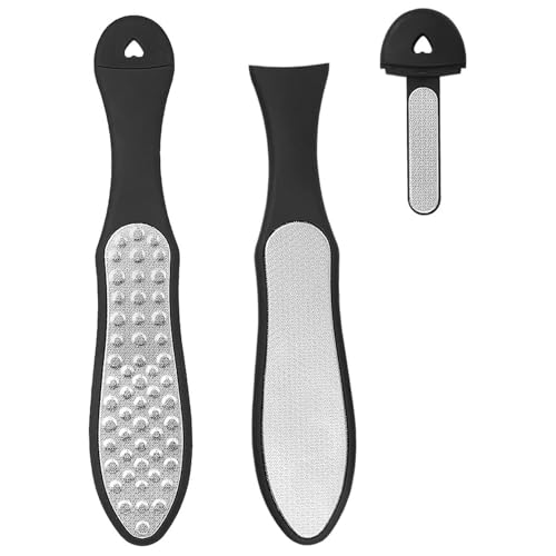 ILamourCar Foot File, Stainless Steel Pedicure Tool, Professional Hard Skin Remover Set for Foot Care, 3 in 1 Double Sided Callus Rasp Files for Dry &Wet feet, Waterproof and Easy to Clean (Black)