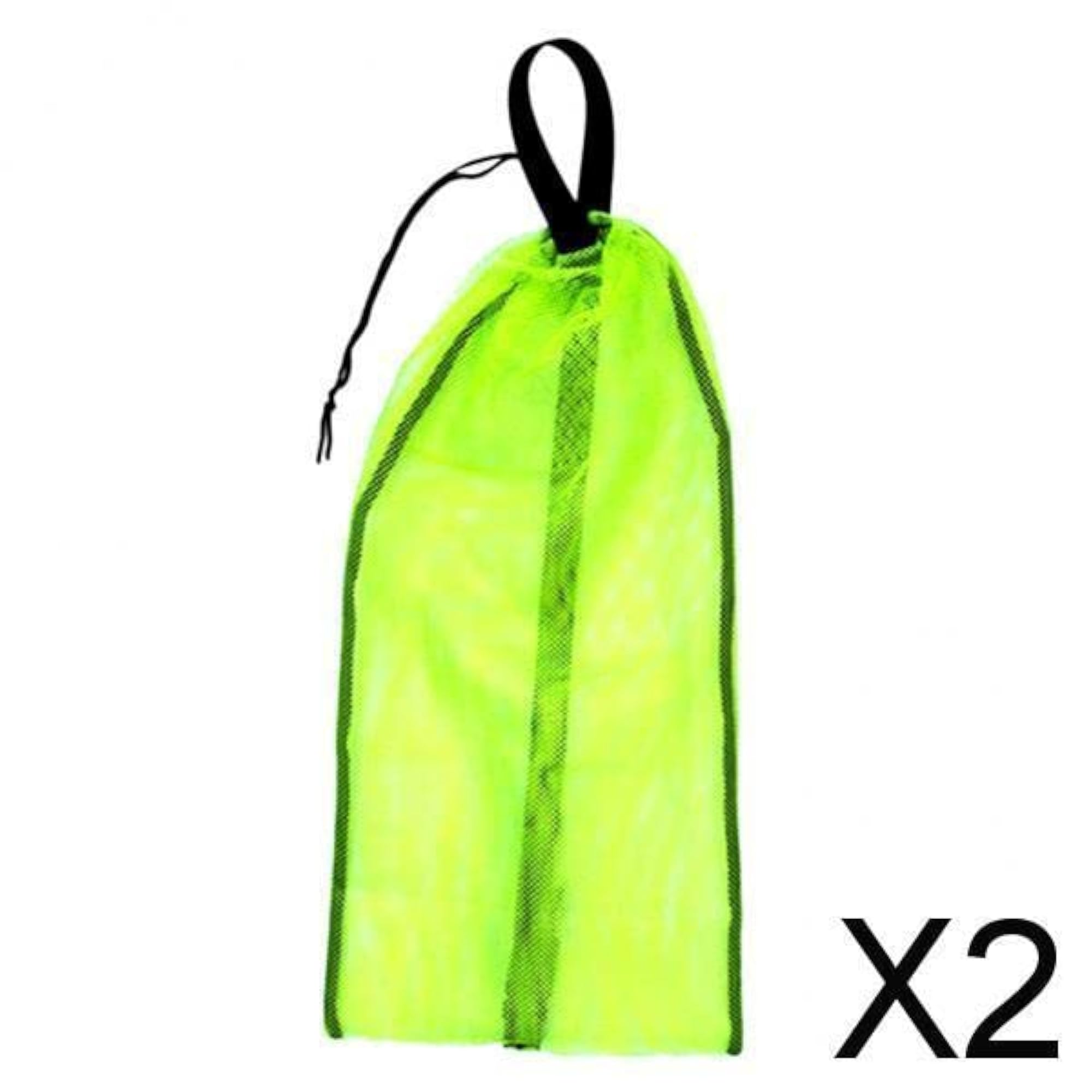 2x Drawstring Mesh Bags with Shoulder Straps for Diving