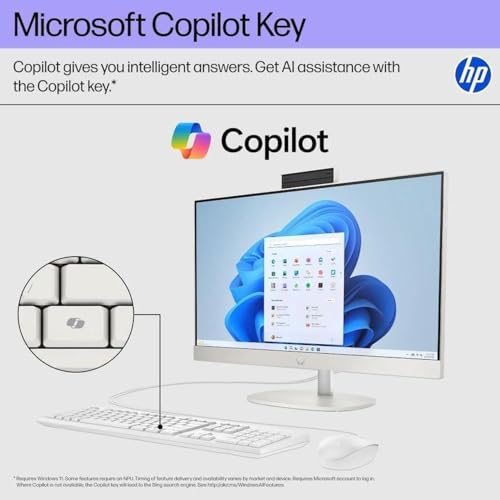 Image of HP 27 All-in-One Desktop Computer - 27'' Touchscreen FHD IPS Display, Intel Ultra 7 255U (12 Cores), Intel AI Boost (12 NPU Tops), 32GB DDR5 RAM, 2TB SSD, Windows 11Pro, Wireless Keyboard & Mouse