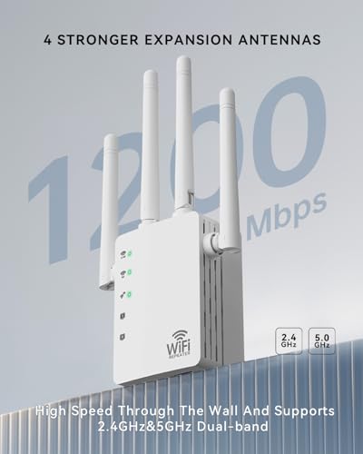 Image of 2025 WiFi Extenders Signal Booster with Dual Band 5GHz /2.4GHz, Long Range Up to 13888 sq. ft & 150+ Devices, Internet Extender WiFi Booster, WiFi Extenders Signal Booster for Home and Outdoors