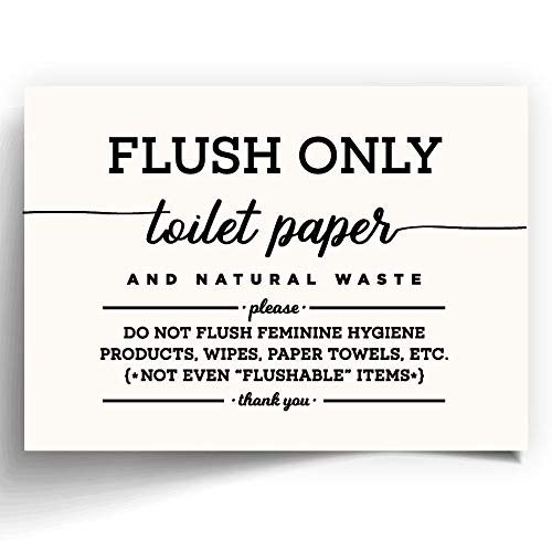 5x7" *UNFRAMED PRINT* Flush Only Toilet Paper Natural Waste Bathroom Sign Septic System Sensitive Plumbing No Feminine Products Tampons Towels Decor Restaurant Office Modern Art