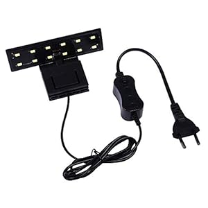 Iluminación de hierba de agua de alta potencia 12 LED Clip en la lámpara de la abrazadera para el acuario pequeño Acuario 5W 220V Enchufe de la UE – Negro