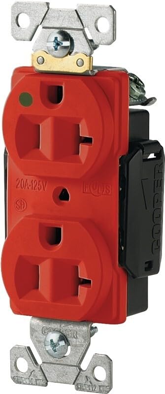 Replacement for Eaton Ah8300Rd Red Duplex Receptacle, 2 -Pole, 20 A, 125 V, Back, Side Wiring
