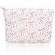 JYNVO Kosmetiktasche Klein Schleife Make up Tasche Damen Mädchen Schminktasche Organizer für Reise Geschenk - Rosa