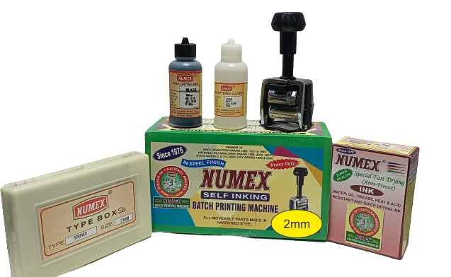 NUMEX (2MM) Self Inking Heavy-Duty Batch Coding (Printing) Machine/Mini Printer -Letter Size (A27)- (2MM)