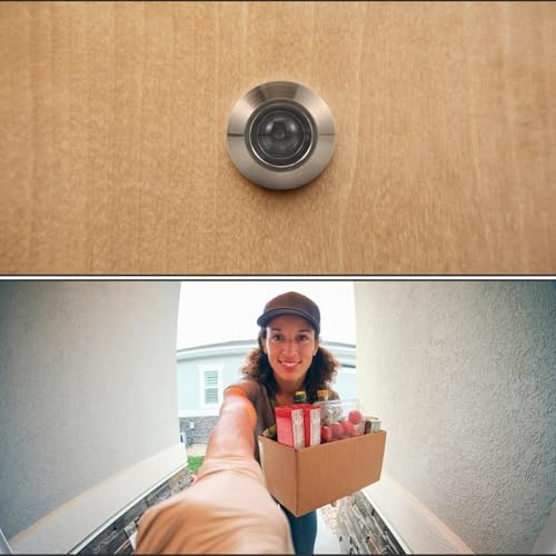 Mirilla ajustable para puerta frontal de cobre Homoyoyo con cubierta de privacidad, amplia visión de seguridad para puerta, para hogar, oficina y hotel, instalación clara y fácil miniatura 6