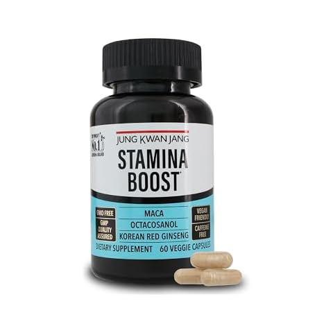 JungKwanJang Men's Stamina Boost with Korean Red Ginseng, Maca, and Octacosanol for Men's Health and Energy Supplement, 60 Capsules Cover