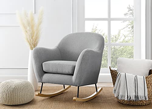 Delta Children Finch Rocking Chair, French Grey/Matte Black And Natural Base #TOP2