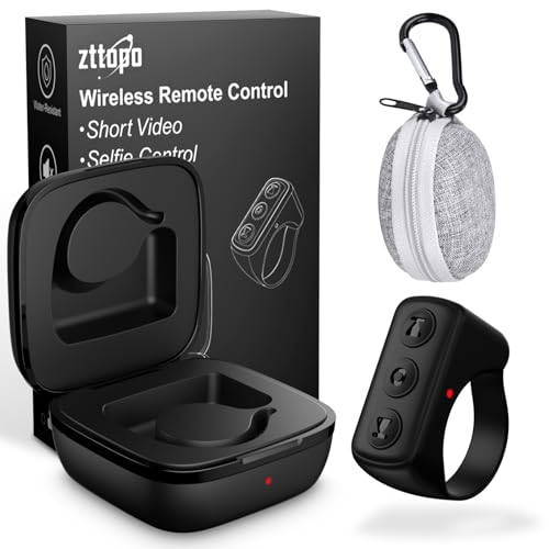 TikTok Remote Control Ring Finger Scroller Remote TikTok Scrolling Ring TikTok Bluetooth Remote Control, Kindle APP Page Turner, Camera Photo Clicker for iPhone, iPad, Android with Case (Black)