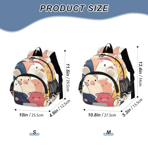 Kid's Backpack for Boys & Girls Toddler Bag Colorful Guinea Pig Pattern Backpack with Safety Leash2