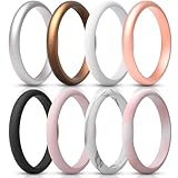 ThunderFit Women's Silicone Wedding Ring Sets, Thin and Stackable Rubber Wedding Bands, 2.6mm Wide, 2.1mm Thick, Variety Multipack 1/4/6/7/8/9