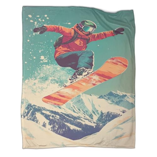 Couverture imprimée planche à neige 3D idée cadeau hiver flanelle chaude - 2