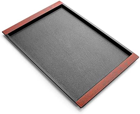 Serving Tray for Eating, Large Plastic Tray for Food Serving, Black Trays Rectangular Anti-Slip Top and Bottom with Easy Grip Handles for Dinner, Drinks, Tea, Party (43*30cm)