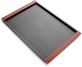 Serving Tray for Eating, Large Plastic Tray for Food Serving, Black Trays Rectangular Anti-Slip Top and Bottom with Easy Grip Handles for Dinner, Drinks, Tea, Party (43*30cm)