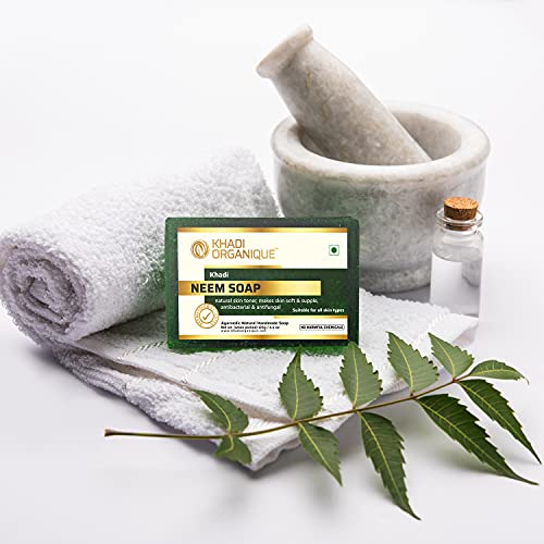 Image of Khadi organique handmade pure neem soap pack of 3 100% herbal natural soap