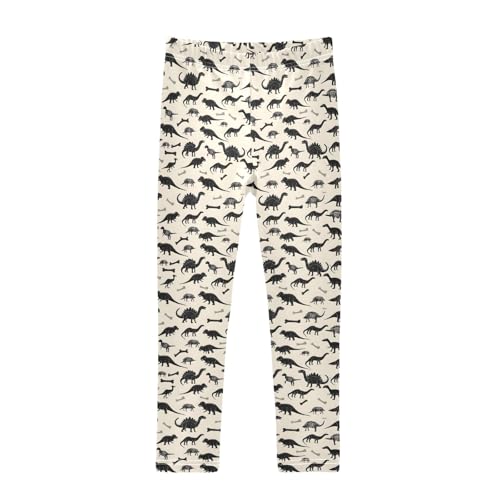 Dinosaur Pattern Girls Leggings Kids Yoga Pants Athletic Tights Pants 4-10 Years