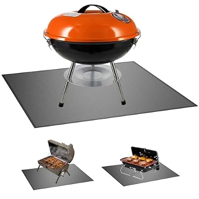 Techstarry 29 x 29 inch Heavy Duty Large Under Grill Mats for Outdoor Grill, Double-Sided Fireproof, Waterproof, Oil Proof Deck and Patio Protector Mat, BBQ Mat Grill Floor Mats Fireplace Fire Pit Mat