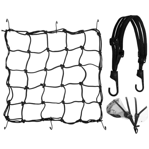 FELTECHELECTR Red Elástica de Carga para Bicicletas y Motocicletas 40X40 CM con Cuerda Elástica de 60 CM para Equipaje Correas Resistentes de Nailon para Transporte Seguro en Moto y Bici