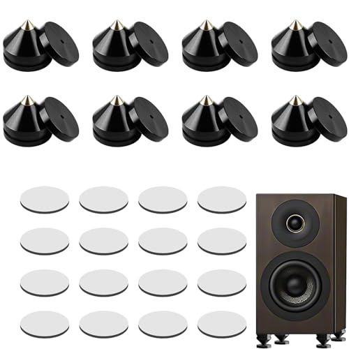 WEGREAT 8 pinos de subwoofer: 16 buchas antiderrapantes e 8 bases de liga de cobre, altura não ajustável para dispositivos HiFi e altifalantes