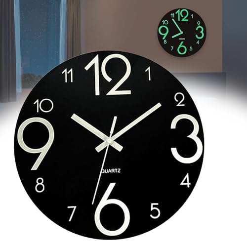 Horloge Lumineuse, 30cm mural Fluorescente Silencieuse Design Moderne Veilleuse Nuit Grande Décorative pour Chambre À Coucher, Cuisine, Salon