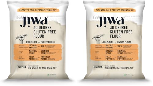 Image of Jiwa 30 Degree Gluten Free Flour /Atta | Patented Cold Pressed Flour | Slow Ground | Puffed Soft Rotis | Wheat Free| Suitable For Celiacs | 1 kg (Pack of 2)