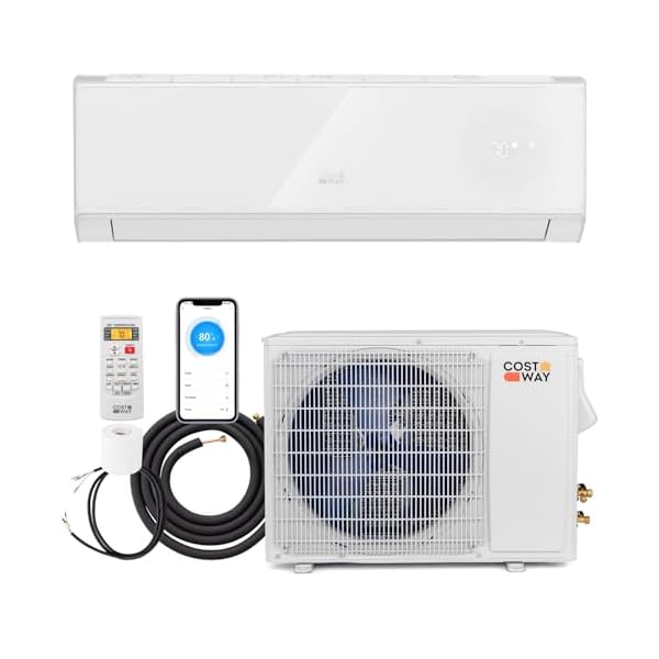 Costway 12000 btu wifi enabled mini split air conditioner heater 22 seer2 208 230v inverter ac unit cools up to 750 sq ft energy efficient heat pump white 12000btu 208 230v 22 seer2 wifi  urban country home decor