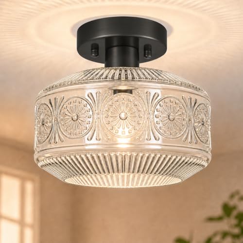 Plafonnier vintage noir en verre pour sublimer l'ambiance de la chambre