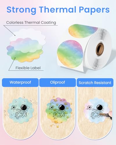 Image of Phomemo 3 Rolls Round Color Thermal Labels, Use for M110 /M100 /M220 /M108 | 2 Inch Circle Labels 50x50mm Gradient Thermal Stickers for Kids & School, Barcode, Logo, Business, Home, Organization