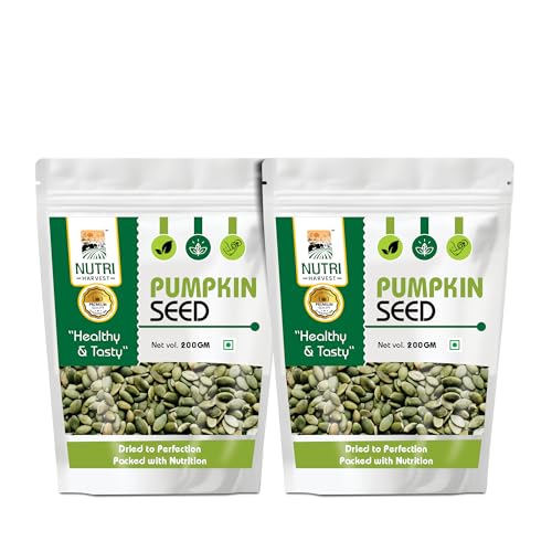 Image of NUTRI HARVEST Premium Pumpkin Seeds, Natural, Gluten-Free, Protein-Rich, Healthy Snack, 400g (2 * 200)