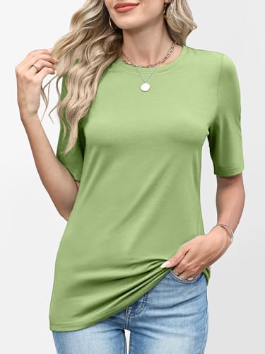 Image of ANRABESS Womens Half Sleeve Tops Crewneck Shirts Basic Fit Work Tee