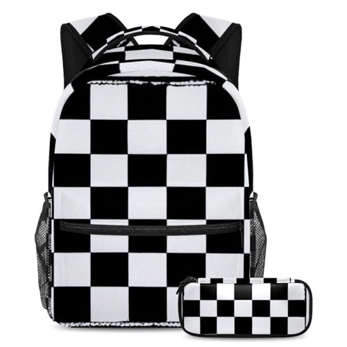 Sac d'école tout-en-un pour adolescents avec sac à dos daypack damier