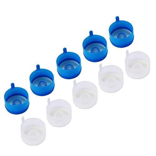 Water Jug Cap, Dviocnd Water Bottle Cap Reusable Non Spill Cap Anti Splash Bottle Caps, Reusable Lids for Water Dispenser Jugs,10 Pieces 55mm 3 & 5 Gallon Water Bottle Snap On Cap for Water Container