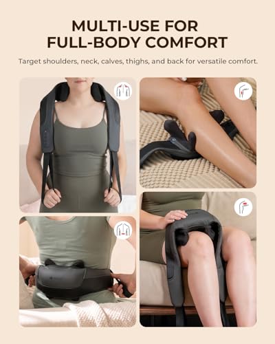 Image of CooCoCo Red Light Neck Massager with Heat, Cordless Shiatsu Massage