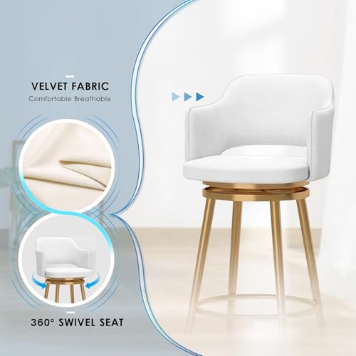 Tabourets de bar pivotants à 360° rembourrés avec assise confortable - 6